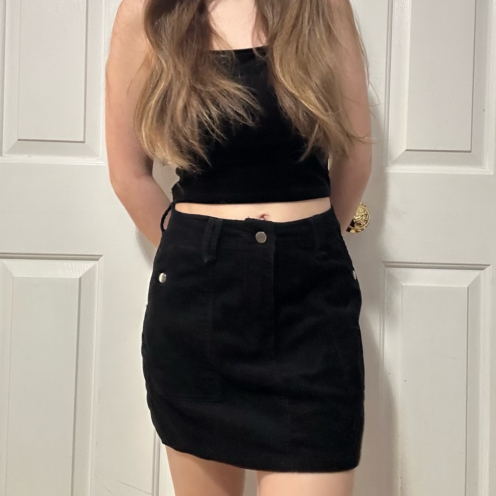 Classic Black Corduroy Women's Skirt